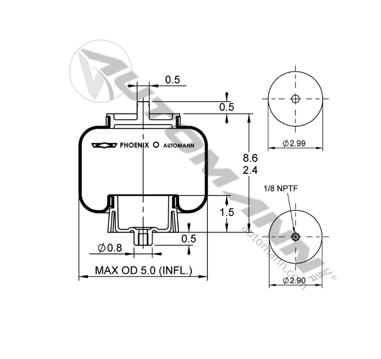ABSZ70-7087 - Air Spring Cabin (7087, 1S5-040, 67636, 2218600)