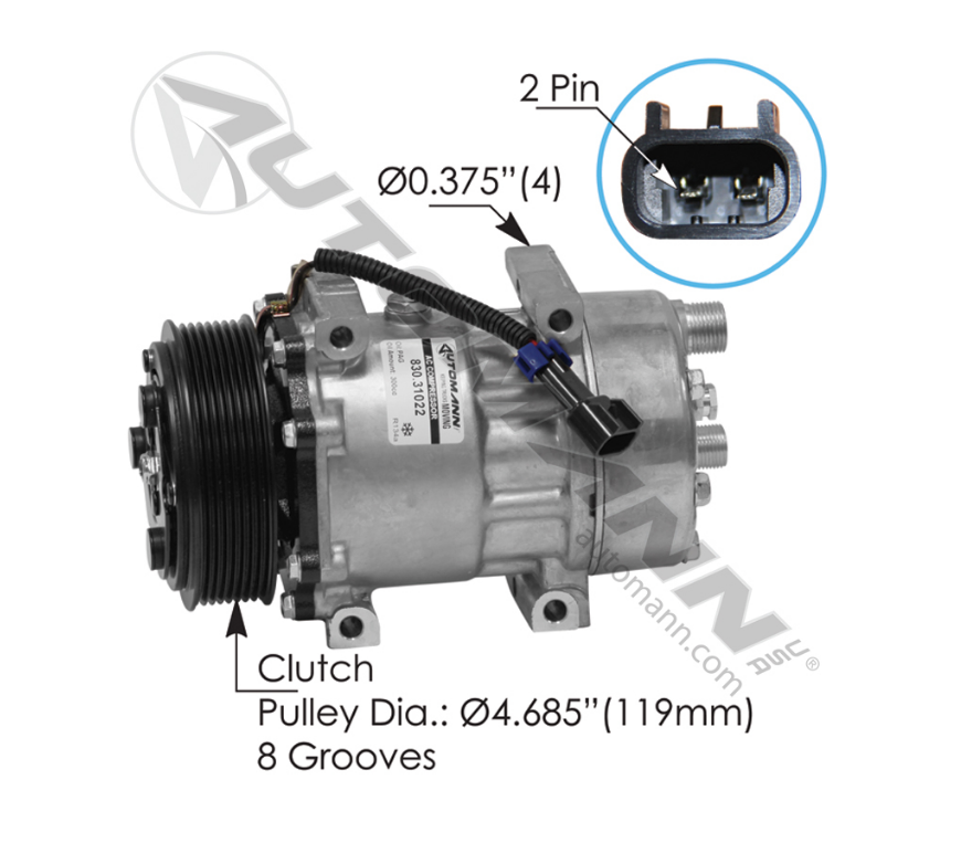 830.31022 - Air Conditioning Compressor 7H15 Type (5707, 03-3418, F69-6001-114, 4667)