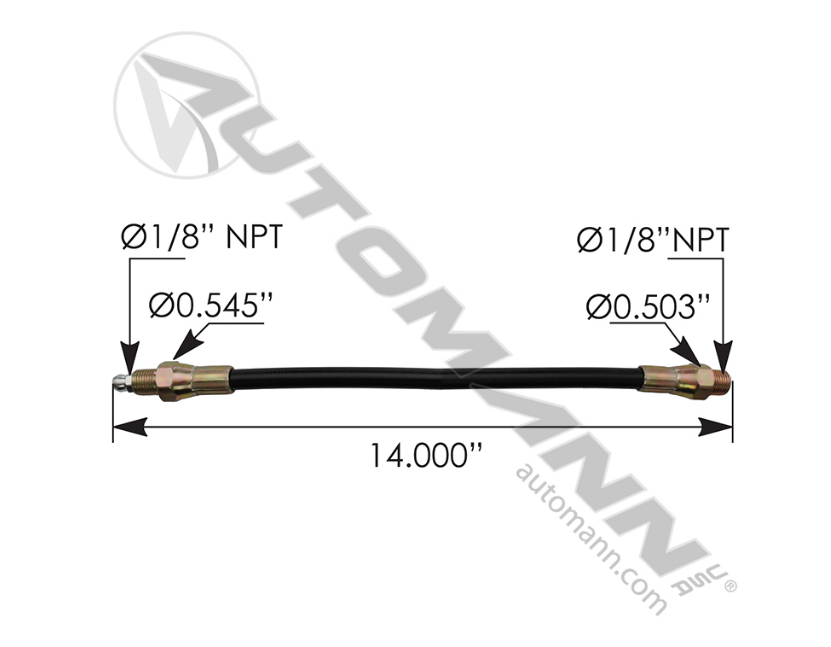 755.GH1135 - Grease Hose for Clutch 13.5in (36RU170, 25050568, 755GH1135)