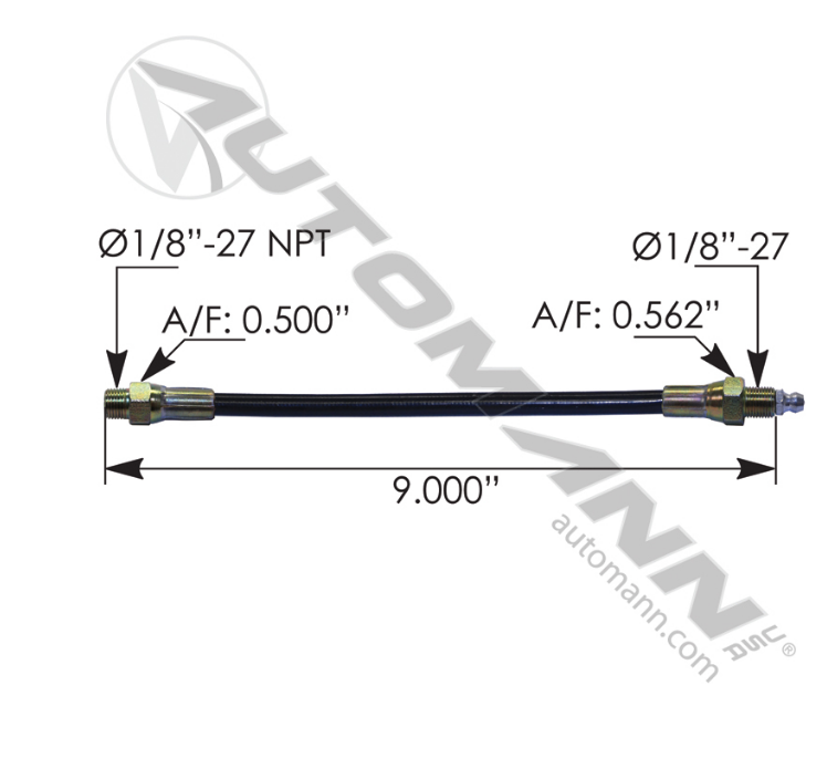 755.GH109 - Grease Hose for Clutch 9in (755GH109, CLT009P)