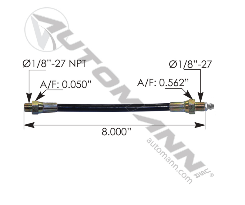 755.GH108 - Grease Hose for Clutch 8in ( SPCLT008P, 755GH108)