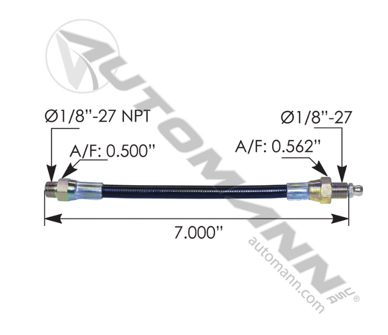 755.GH107 - Grease Hose for Clutch 7in (CLT007P, 755GH107)