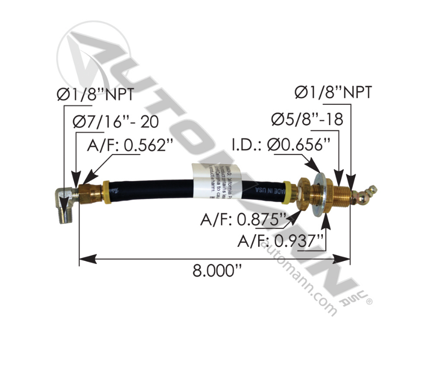 755.GH1V - Grease Hose for Clutch 8in Volvo 920422714, 20776498, 85108980)