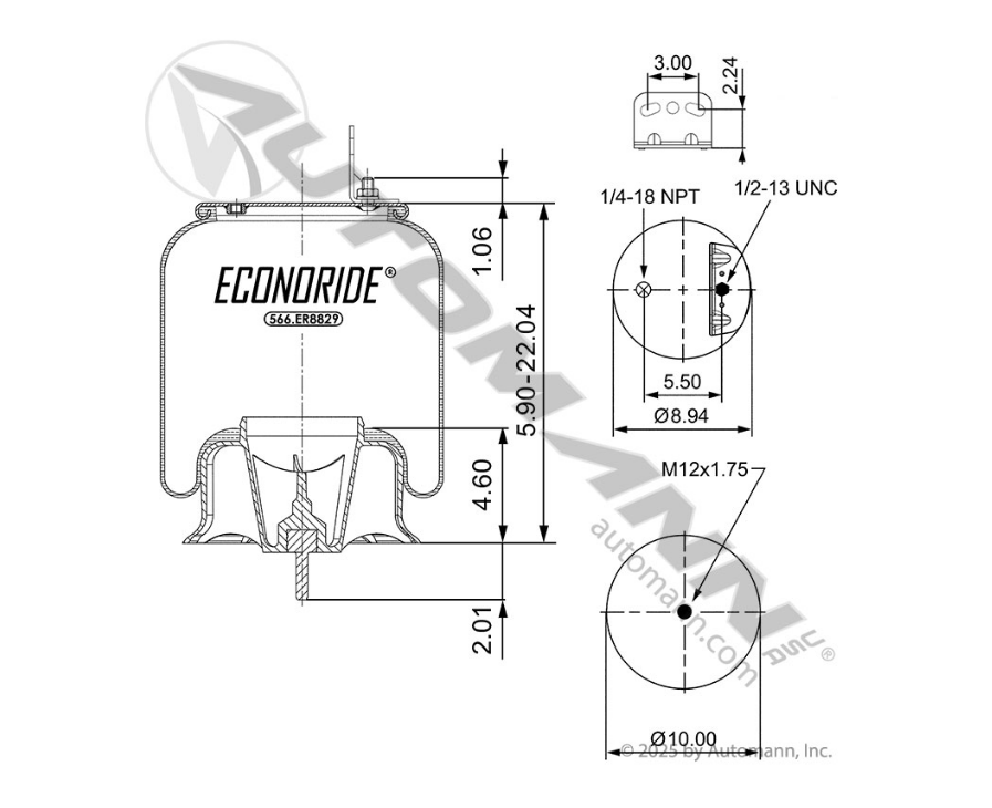566.ER8829 - Econoride Air Spring Rolling Lobe (8829, 1R12-615, 74884, AB1DF23H-P1154)