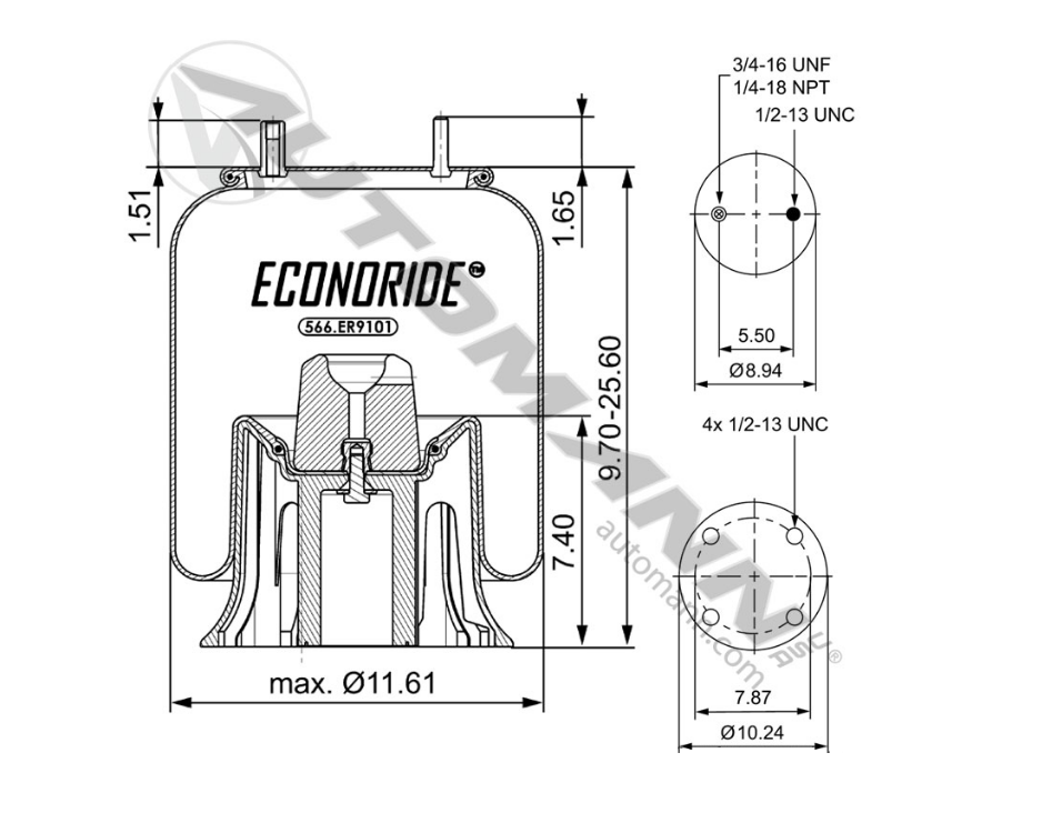566.ER9101 - Econoride Air Spring Rolling Lobe (9101, 1R12-103, 64279, AB1DK23L-9101)