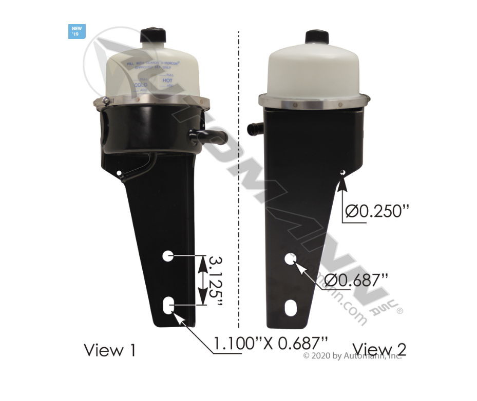 575.1028 - Power Steering Reservoir Peterbilt. Ref. # J866005