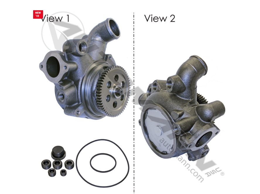 800.23531258 - Water Pump Detroit Diesel Series 60 14.0 Liter with EGR, with 5.775" Gear with 57 Teeth Horizontal Inlet. Ref. # 23531258, 23535018, 23532543, 46004HD
