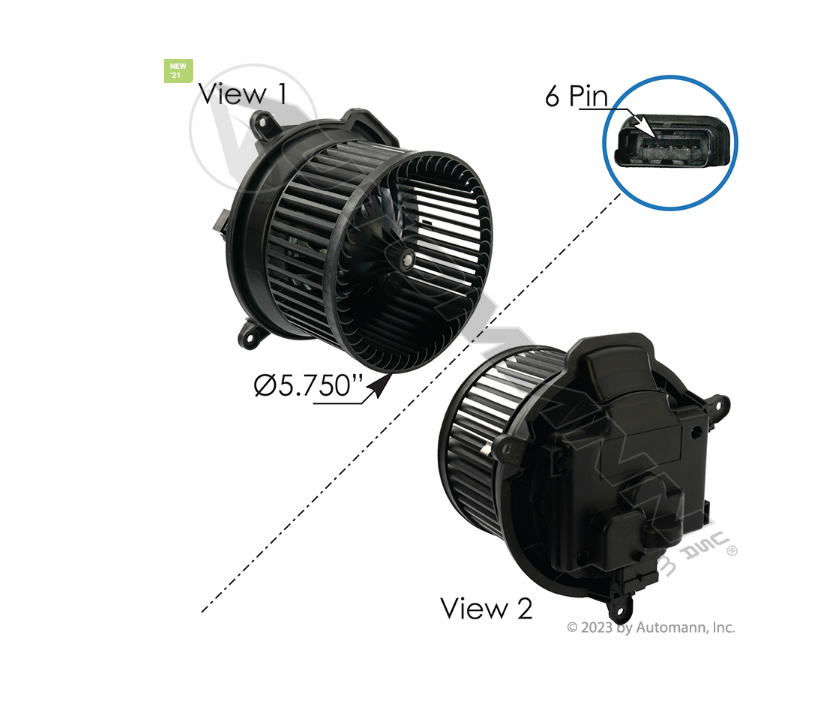 830.21213 - Blower HVAC Freightliner (Ref. # 3973A, 01-0614A, VCCT77421A2C, 351004481)