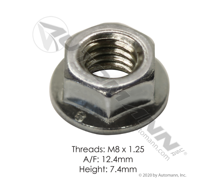 FLNC8MM - Flanged Lock Nut 8mm X 1.25 Pitch, Ref. # K1691638CA, 3544379C1, 2313227008