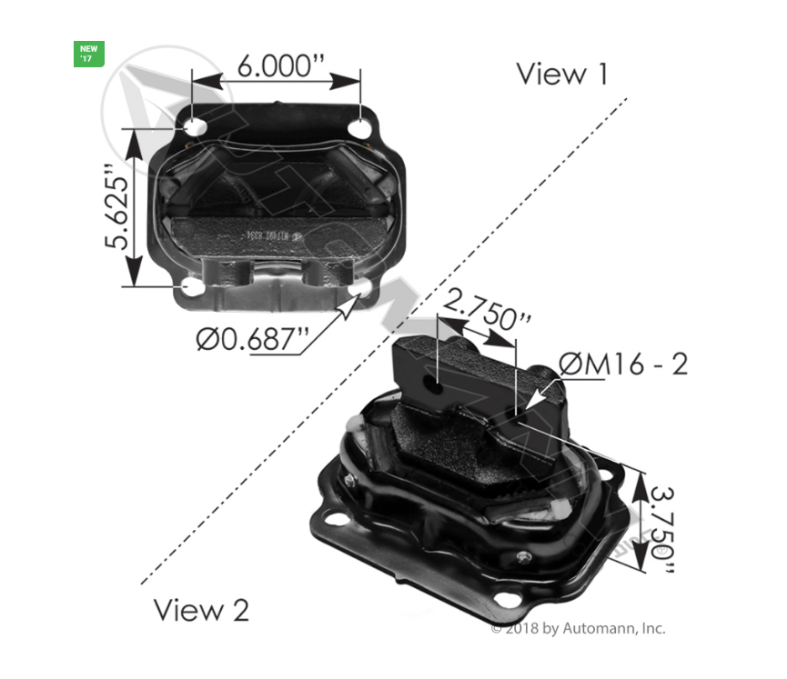 M17497 - Motor Mount Rear Kenworth, Ref. # 12447TBG