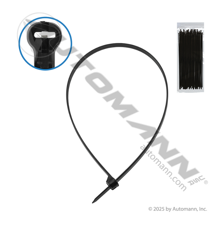 577.1150UV-SSP - Nylon Zip Ties 11in Black UV w/SS Pawl, Ref. # 83-6021MP
