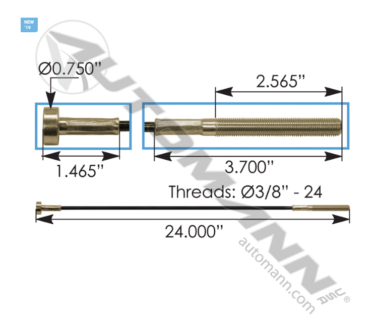 172.55240MC - Cable Air Tank Mounting 24in IHC, Ref. # 455538C1, 455534C1