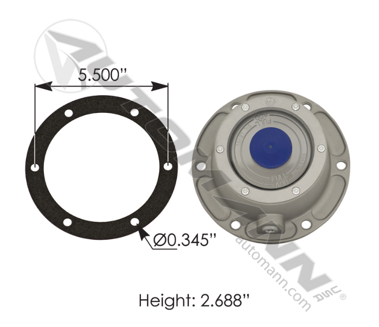 180.10619 - Hub Cap W/Side Fill Plug, Ref. # 343-4009