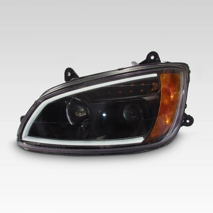 F236815 Black Projector Headlight with LED Bar for Kenworth T660 Driver Side