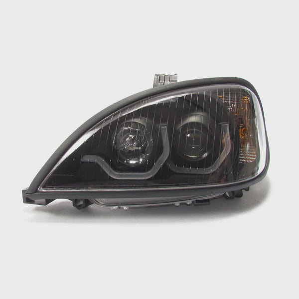 Black Housing Projector Headlight With Led Light Bar For Freightliner Columbia - Driver Side