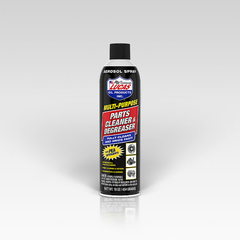 Lucas Oil Multi-Purpose Parts Cleaner & Degreaser - 16 oz aerosol can for effective automotive cleaning