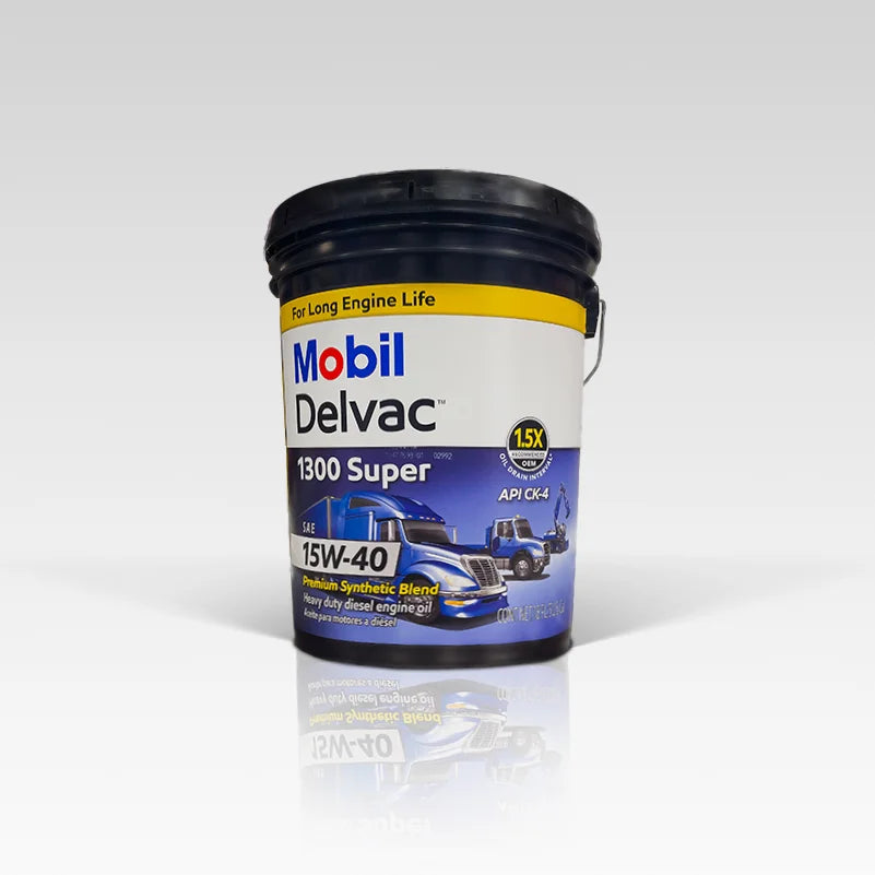 Mobil Delvac 1300 Super Heavy Duty 15W-40 Synthetic Blend Diesel Engine Oil - 5 Gallon (122491)