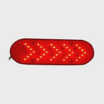 6" Amber Oval Tail/Turn Sequential Arrow Led Light With 35 Leds And Red Lens