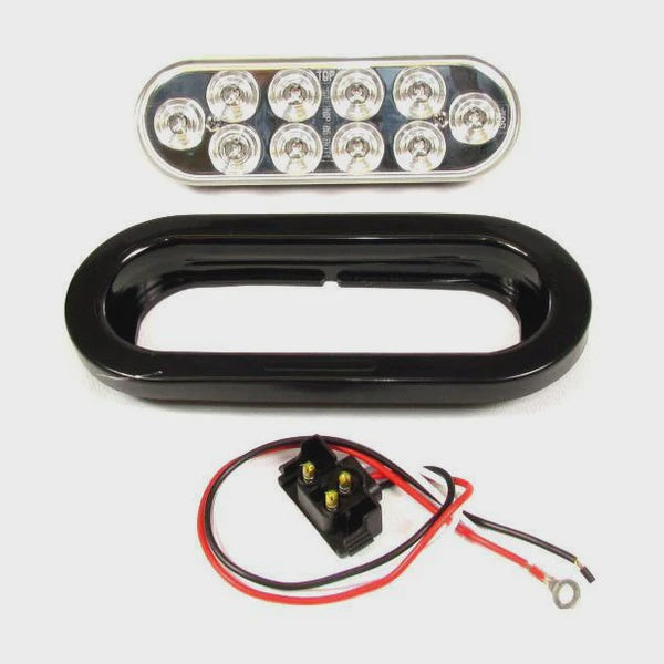 6" Amber Oval Marker/Tail/Turn Led Light With 10 Leds And Clear Lens