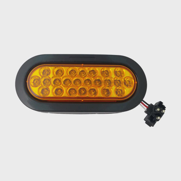 6" Amber Oval Marker/Tail/Turn Led Light With 24 Leds And Amber Lens