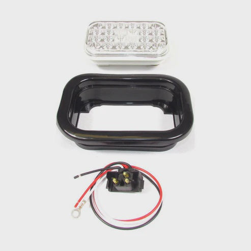 5.3" x 3.4" Red Rectangular Tail/Stop/Turn Led Light With 24 Leds And Clear Lens | F235287